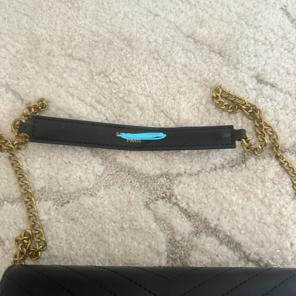 Black Chevron Quilted Leather wallet on chain - Picture 2 of 7